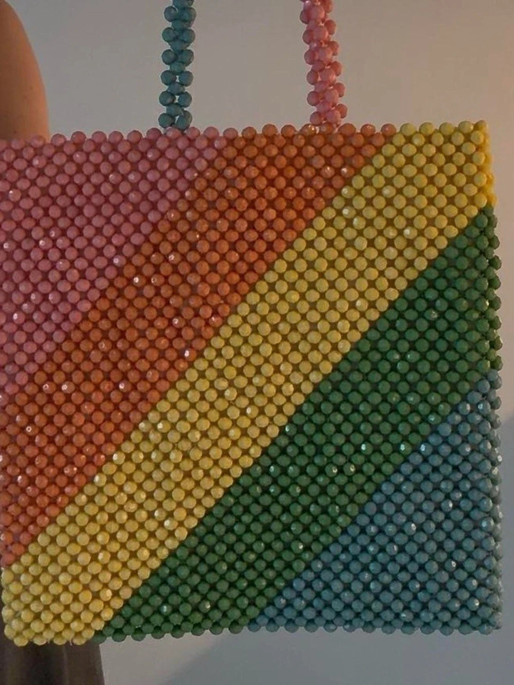 Beaded Color Block Shoulder Bag